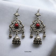 Real 925 Sterling Silver Oxidized tribal Style  drop women earrings - $78.38