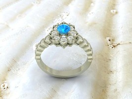 Topaz And Diamond Gemstone 925 Sterling Silver Unique Design Women Ring Jewelry - £48.24 GBP