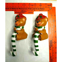 Vintage Plastic Christmas Mantle Sitting Bears (2) Candy Cane Stockings ... - $18.99 CAD