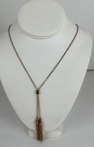 Necklace Chain Two 2 Inch Tassels 30 Inch Chain Gold Tone Lobster Claw - $7.66