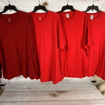Lot of 4 Men&#39;s 3XL T-Shirts Red Short Long Sleeve Fruit of the Loom Staf... - $21.99