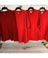 Lot of 4 Men&#39;s 3XL T-Shirts Red Short Long Sleeve Fruit of the Loom Staf... - £17.29 GBP