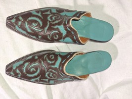 Womens cowboy Mules Caborca brown turquoise  size 6.5 item: M6105 - $84.15