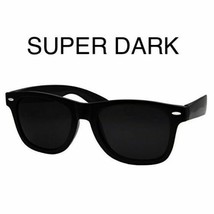 Wayfare Style Sunglasses Black Super Dark Lens Classic 80s Retro Vintage 100%UV - £7.60 GBP