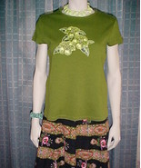 CROFT AND BARROW TOP,SIZE SMALL,CHARTREUSE GREEN;FLOWER APPL - £7.82 GBP