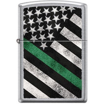 Zippo Lighter - Thin Green Line Street Chrome - 854882 - $491.33 MXN