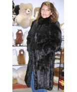 Black chinchilla fur long coat, unique outerwear - £685.04 GBP