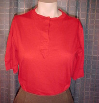 Sears,red pullover top, short sleeve,placket front - £7.83 GBP