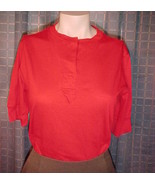 Sears,red pullover top, short sleeve,placket front - £7.82 GBP