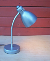 RETRO Look Silver 16”x5.5” VINTAGE Replica  METAL GOOSE NECK DESK LAMP - £21.64 GBP