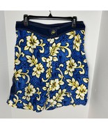 Mysterioso 30x9 Swim Trunks Board Shorts Blue Floral Hawaiian Print Unlined - $19.19 CAD