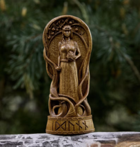 Idunna statue gothic home decor pagan wooden figure goddess carving sculpture - £64.80 GBP