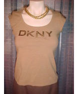 DKNY top,scoop neck,cap sleeves,Size M,Bling cotton applique front T-shi... - £7.82 GBP