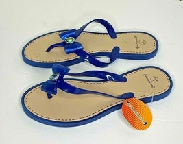Sole Society Womens Sz L 9 10 New Flip Flop Sandals Shoes Blue Bow Toe - £11.63 GBP