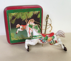 Vintage Willitts Carousel Horse Ornament and Metal Box 5305 Made in Taiwan - £13.25 GBP