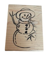 Touche Rubber Stamp Hello Snowman Large Christmas Card Making Winter Holidays - £7.82 GBP
