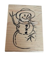 Touche Rubber Stamp Hello Snowman Large Christmas Card Making Winter Holidays - £7.51 GBP