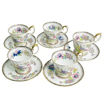 5 Crown Staffordshire England Peacock Teacup and Saucer Sets Bone China #A15322 - £75.19 GBP