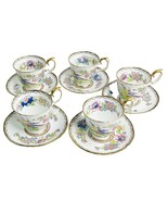 5 Crown Staffordshire England Peacock Teacup and Saucer Sets Bone China ... - £73.54 GBP