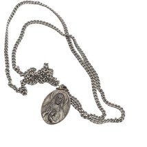 Vintage Religious Medallion Pendant Necklace Jesus - £22.92 GBP
