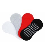 HUE 4-Pack Low Cut Women&#39;s Liner Socks Black Stripe Red White Gray OSFM NEW - £11.81 GBP