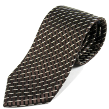 Material London Men&#39;s Textured 100% Silk Tie Basket Weave Pattern Brown - $14.00