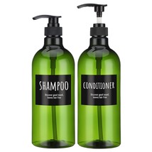 33.8Oz Refillable Shampoo Bottle, 2Pcs 1000Ml Labeled Plastic Squeeze Sh... - £26.34 GBP