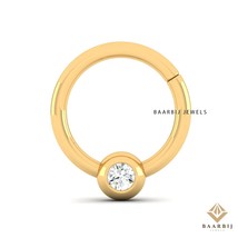 Sienna 14K Solid Gold Daith Piercing |  Dainty Bezel Set Single Round Di... - $3,253.63 MXN