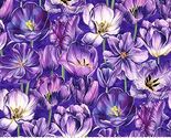Cotton Tulip Garden Flowers Floral Purple Fabric Print by Yard D136.26 - $15.95