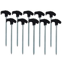 10 Pack Spiral Thread Tent Pegs Screw Hooks Ground Stake Storm and Rust Proof - £12.87 GBP