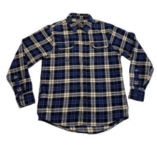 Orvis Big Bear Heavyweight Double Brushed Flannel Plaid Blue Mens Medium Outdoor - £22.74 GBP