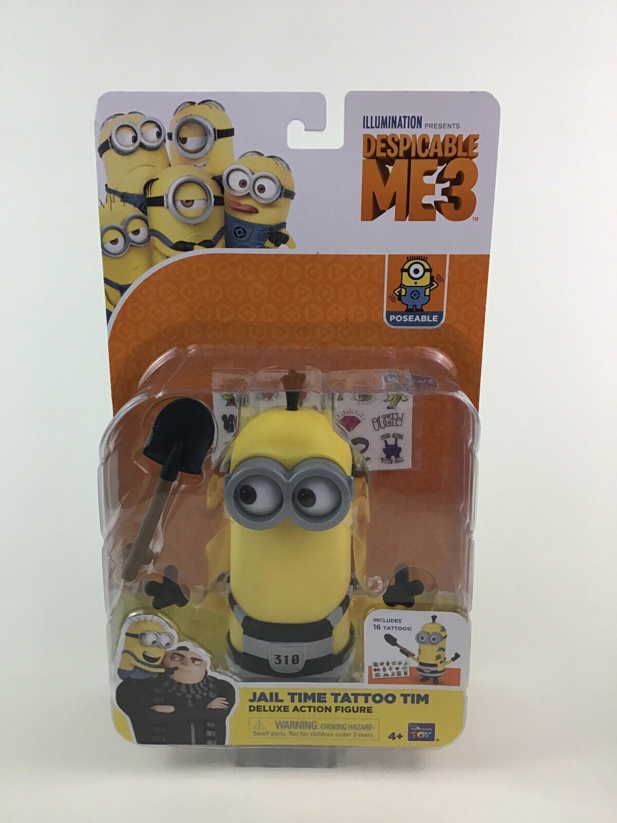 Despicable Me 3 Jail Time Tattoo Tim Deluxe Action Figure Thinkway Toys Minions - £15.72 GBP