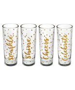 Godinger Liquor Shot Glasses Celebrate Shooters Gold Dotted Design Set of 4 - $17.00