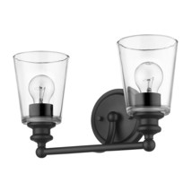 Two Light Matte Black Glass Shade Wall Sconce - £160.56 GBP