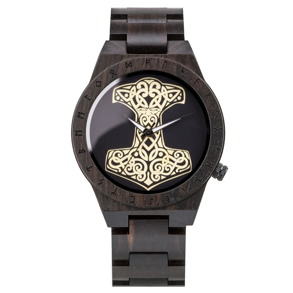 Men Watches Viking Warriors Collection Valknut Handmade Wooden Watch Cus... - $71.16
