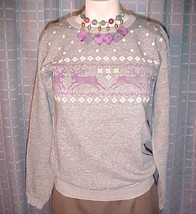 Sweatshirt-Gray with Purple Reindeer - £7.96 GBP