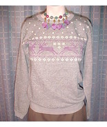 Sweatshirt-Gray with Purple Reindeer - £7.96 GBP