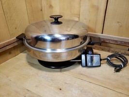 Vintage Sears Counter Craft Stainless Steel 12&quot; Electric Skillet w/Lid #... - £72.98 GBP