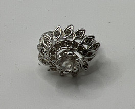 Espo Signed 14K White Gold Ge Ring Gold Electroplated Clear Stone Size 5.75 - £23.67 GBP