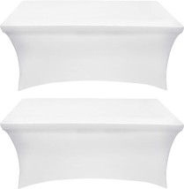 Utopia Kitchen Spandex Tablecloth 2 Pack [6FT, White] Tight, - £28.52 GBP