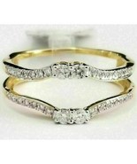 1 CT Simulé Diamant Solitaire Garde Drapé Rehausseur Bague Jaune Plaqué ... - $94.85