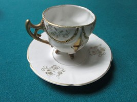 Japanese Porcelain Bisque Coffee Cup and Saucer Gold Decor [89B] - £34.53 GBP