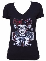 LAST CHANCE! Jester Harlequin Black V-neck T-shirt Tattoo Lowbrow Art Te... - £15.33 GBP