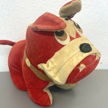 R Dakin Dream Pets Bulldog Vintage Stuffed Red Velvet Dog Toy 5.5&quot; Japan GM - £14.80 GBP