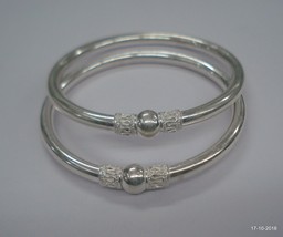 ethnic tribal silver bracelet bangle kada pair rajasthan india - £157.96 GBP