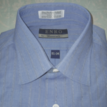 ENRO MEN'S BLUE PIMA PIN-POINT OXFORD LS SHIRT-NEW-15.5 x 34-COTTON/POLY - $22.00