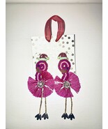 FLAMINGO Earrings HOT Pink Beaded Super Cute Dangle Party Wear Gift Pier... - €18,09 EUR