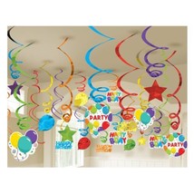 Colorful Birthday Celebration 50 Pc Hanging Swirl Value Pack Decorating Kit - £17.00 GBP
