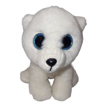 Ty VelveTy Arctic white Polar Bear Beanie Plush Glittery Blue Eyes 6&quot; - £6.54 GBP