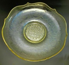 Lancaster Landrum Topaz Yellow Depression Glass Large Console Bowl Cane - £37.33 GBP